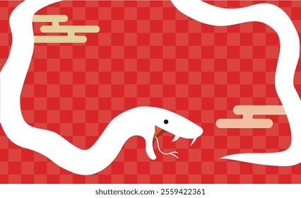 White snake red and white Japanese pattern background illustration material