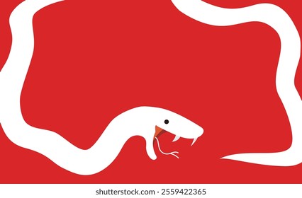 White snake red and white Japanese pattern background illustration material