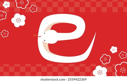 White snake red and white Japanese pattern background illustration material