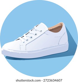 weißer Sneaker auf blauem Hintergrund