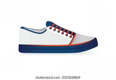 white sneaker design with thick soles and orange shoelaces for casual use, work, sports, school, running.