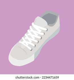 White sneaker with laces isolated on a white background. Vector illustration for the design of postcards, flyers, advertising.