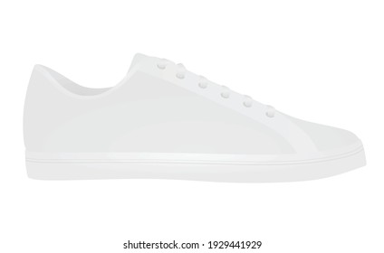 White Sneaker Shoe. Vector Illustration