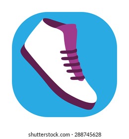 White sneaker shoes flat vector icon