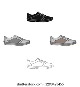white sneakers unisex lace up. Shoes for sports and daily life.Different shoes single icon in cartoon style vector symbol stock illustration.