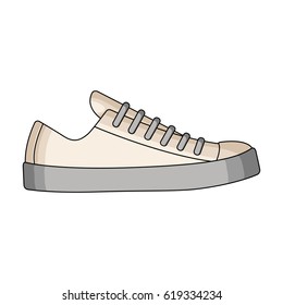 white sneakers unisex lace up. Shoes for sports and daily life.Different shoes single icon in cartoon style vector symbol stock illustration.