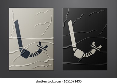White Snorkel icon isolated on crumpled paper background. Diving underwater equipment. Paper art style. Vector Illustration