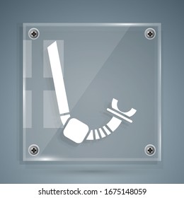 White Snorkel icon isolated on grey background. Diving underwater equipment. Square glass panels. Vector Illustration