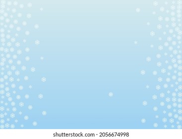 Azul vector de fondo de nieve blanca. Ilustración Fría De Snowflake. Tarjeta aleatoria grises de confetti. Decoración De Textura De Lago.