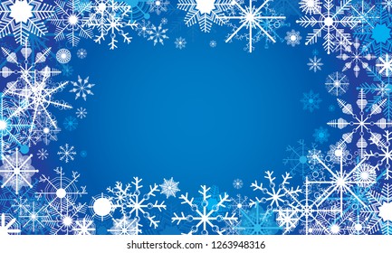 White snow and blue snow on blue background. Colorful snow in Christmas background.