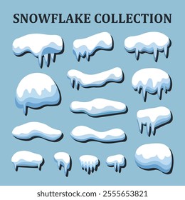 White snow caps are set in the cartoon.