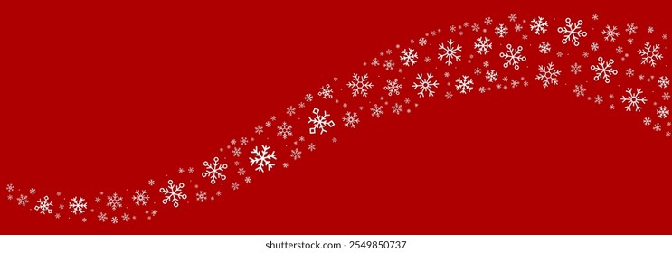 weiße Schneekristall Welle auf rotem Banner Vorlage Hintergrund zu Weihnachten