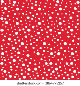 White snow dot on a red background. Seamless pattern for printing on fabric, paper, wallpaper. vector EPS10.