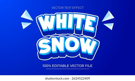 White Snow editable text effect emboss modern christmas winter color style