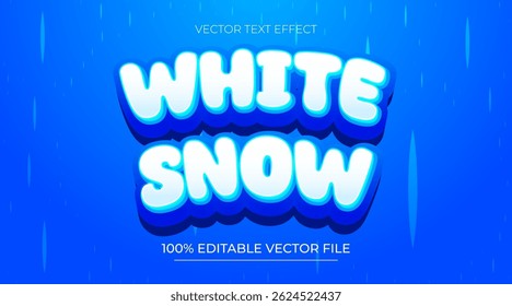 White Snow editable text effect emboss modern christmas winter color style