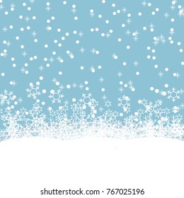 White snow faling on blue background. vector illustration.