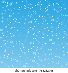 White snow faling on blue background. vector illustration.