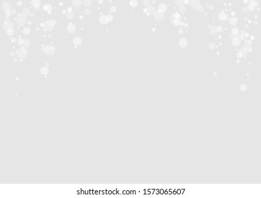 White Snow Fall Background. Fall Ice Backdrop. Fantasy Texture. Gray Snow Fall Banner. Flake Winter Postcard.