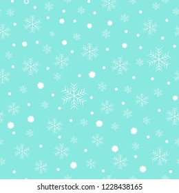 White snow falling on blue background vintage seamless pattern . eps 10