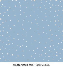 White snow falling on blue background seamless pattern Christmas ornament with white and blue color, vector illustration Digital paper