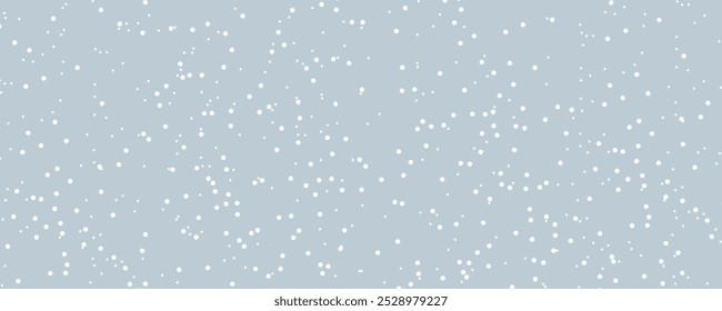 White Snow. Falling Snow on blue background. Winter background. Christmas pattern with Snow and Snowflakes. White Snowflakes