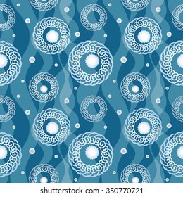 White snow falling on blue background vintage seamless