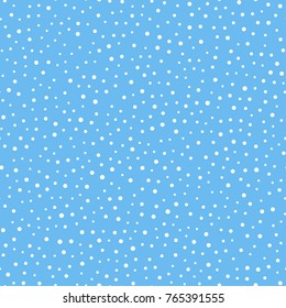 White snow falling on blue background. Seamless pattern