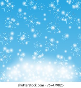 White snow falling on blue background. vector illustration.