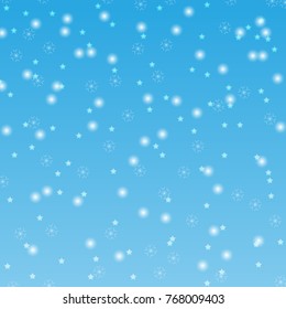 White snow falling on blue background. vector illustration.