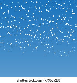 White snow falling on blue background design for Merry Christmas. Vector illustration