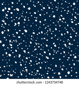 White snow falling on dark background vintage pattern