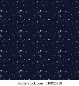 White snow falling on dark background, seamless pattern.