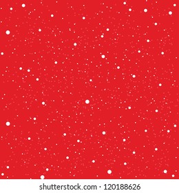 White snow falling on red background vintage seamless pattern