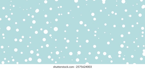 White snow falling on sky blue background seamless pattern.