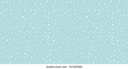 White Snow Falling On Sky Blue Background Seamless Pattern. Flat Style Snowfall Repeating Texture For Christmas Greeting Card Or Banner. Vector Eps8 Illustration.