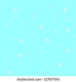 White snow falling, winter abstract background, flat design template, vector illustration