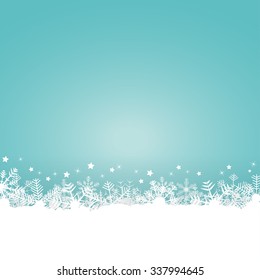 white snow flakes on bottom side and colored background