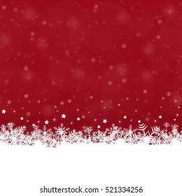 white snow flakes on bottom side and red colored background