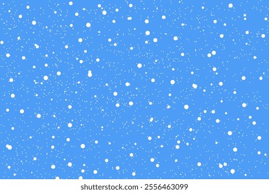 White snow flakes texture. Winter snowfall background flat style.