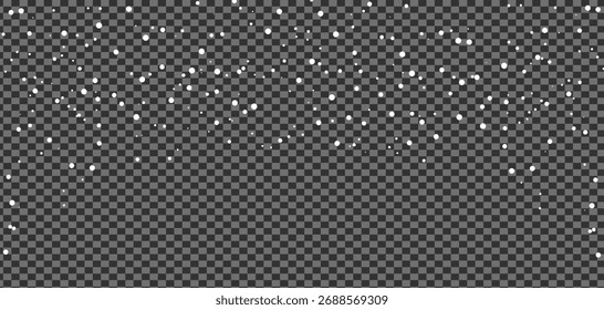 Las ráfagas de nieve blancas caen suavemente contra el fondo transparente creando una escena de invierno pacífica