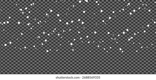 White snow flurries fall softly against the transparent background creating a peaceful winter scene