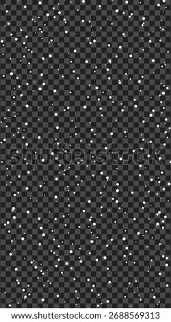 White snow flurries fall softly against the transparent background creating a peaceful winter scene