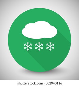 White Snow icon with long shadow on green circle