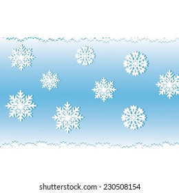 White snow on a blue background.