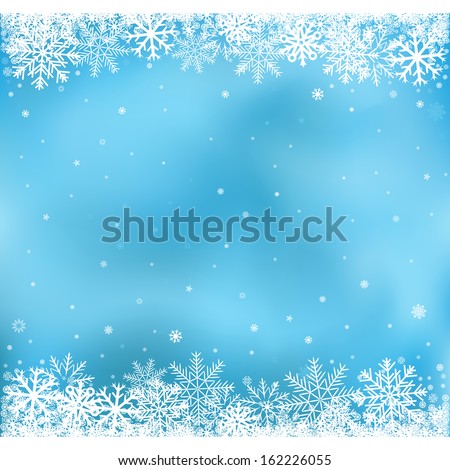 The white snow on the blue mesh background, winter and Christmas theme