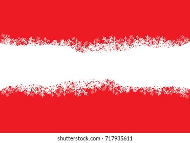 White snow on red design for Merry Christmas holiday festival celebration background vector illustration.