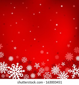 The white snow on the red mesh background, winter and Cristmas theme