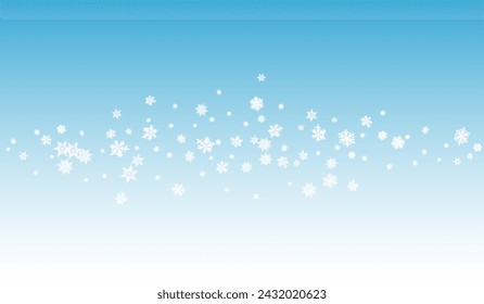 White Snow Panoramic Vector Blue Background. New Snowfall Illustration. Silver Holiday Banner. Abstract Snowflake Backdrop.