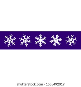 White snow symbol. Vector set of isolated snowflakes. Collection of white snow flakes on blue background for christmas and new year holiday illustrations. Abstract vector snowflake icon symbols.