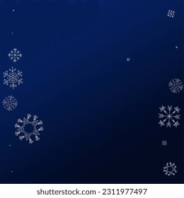 Fondo azul del vector de nieve blanca. Patrón de copo de nieve ligero. Fondo gris invernal. diseño de nieve mágica.
